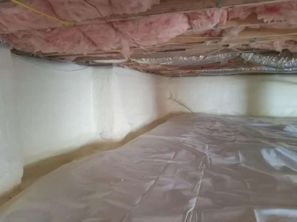Crawl space encapsulation with closed-cell spray foam for Commercial Roof Restoration in Florin